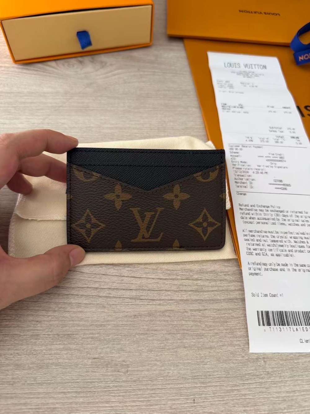 Louis Vuitton Monogram Card Holder with Black Trim